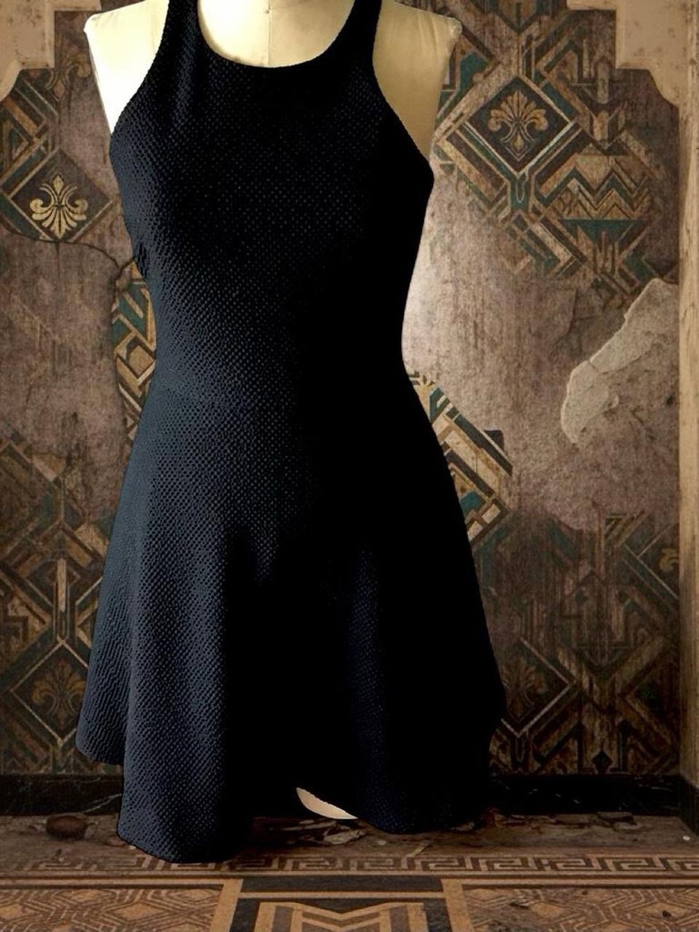 Elizabeth and James Black Scout Textured Sleeveless Mini Dress